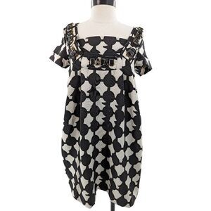 Karta Women White Square Neck Pleated Mini Dress Size Small